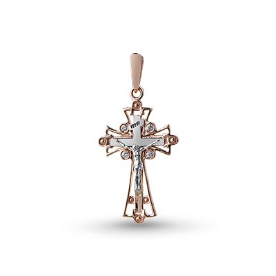 Подвеска христианская Крестик из золота с бриллиантом 