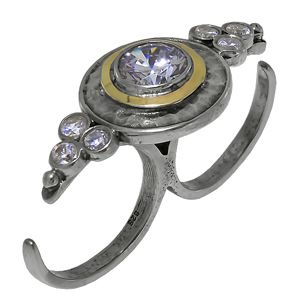Кольцо Deno из серебра золотом