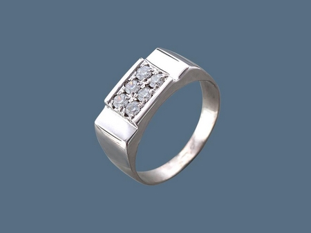 Перстень печатка из серебра с фианитами 060135
