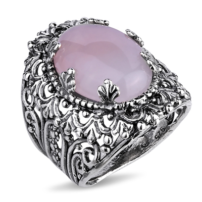 Серебряное кольцо Yaffo с розовым кварцем