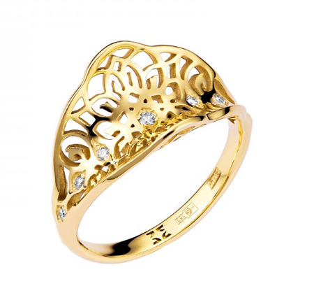 Кольцо из желтого золота с бриллиантами 